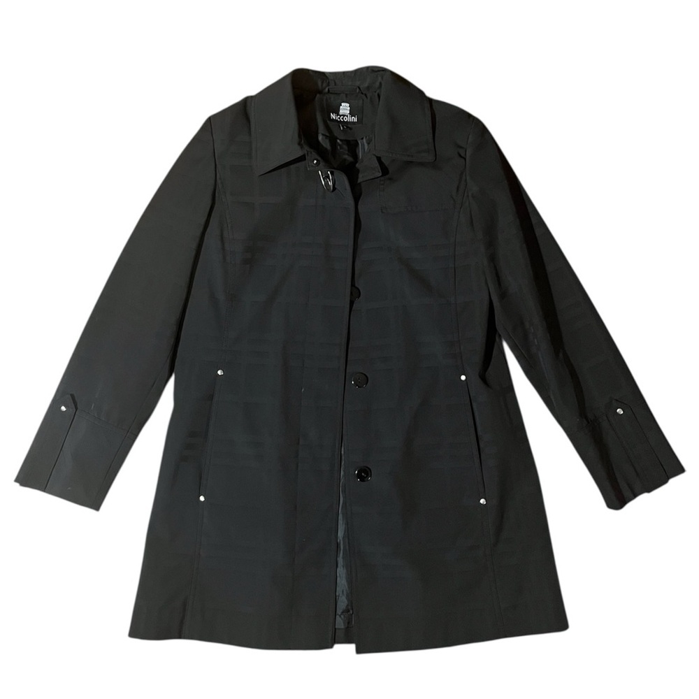 Niccolini Black Checker Long Button Up Coat